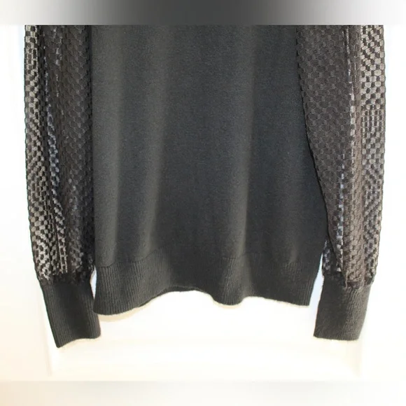 Marled black turtleneck with sheer sleeves (women’s XL) (NWT) - Picture 7 of 9